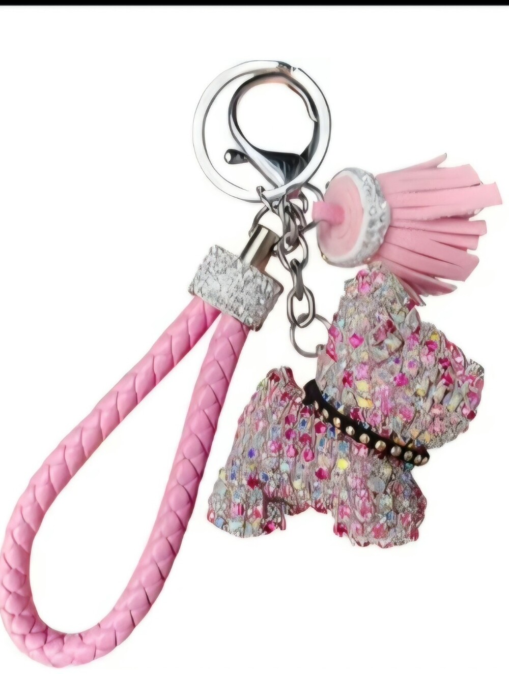 Pink Dog Charm Keychain